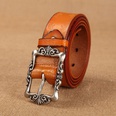 Twocolor womens retro cowhide new wide embossed pattern casual belt leatherpicture12